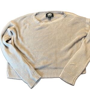 Womens Roots Linen and Cotton Blend Cropped Cream Sweater Size M